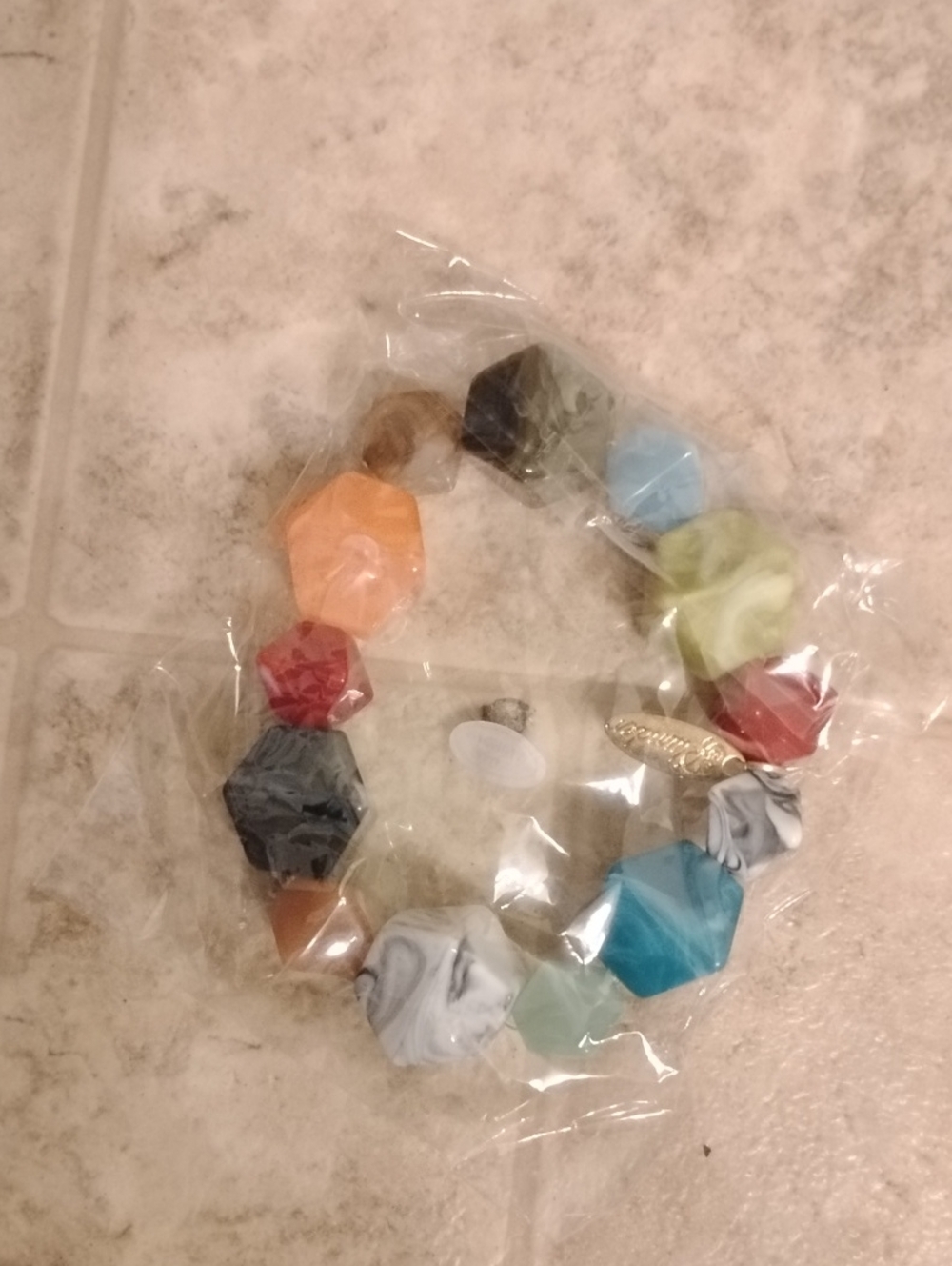 Multicolor Geometric Bead Stretch Bracelet - Unbranded